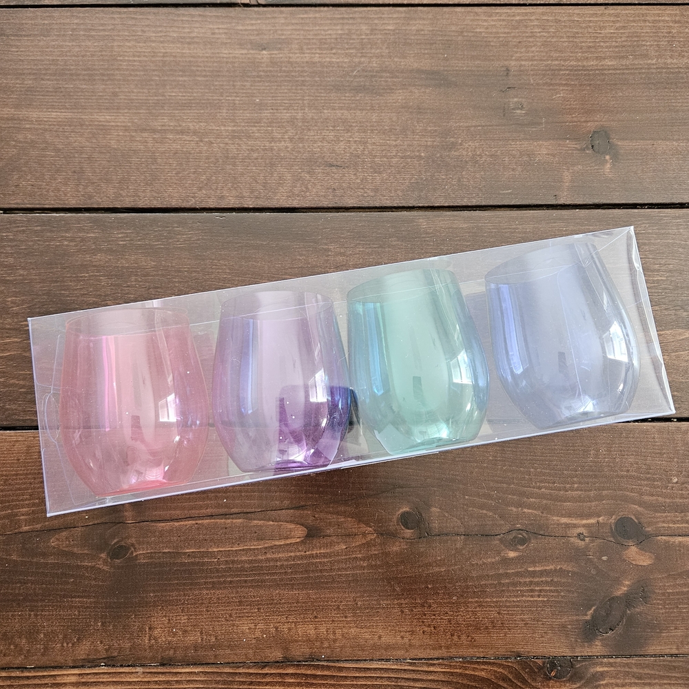 Ashland Christmas Set of 4 Reusable Jewels & Jolly Wine Glasses Multicolor 12 oz